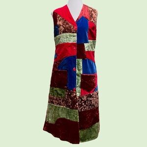 U.F.O. Vintage Velvet Patchwork Sleeveless Dress / Coat